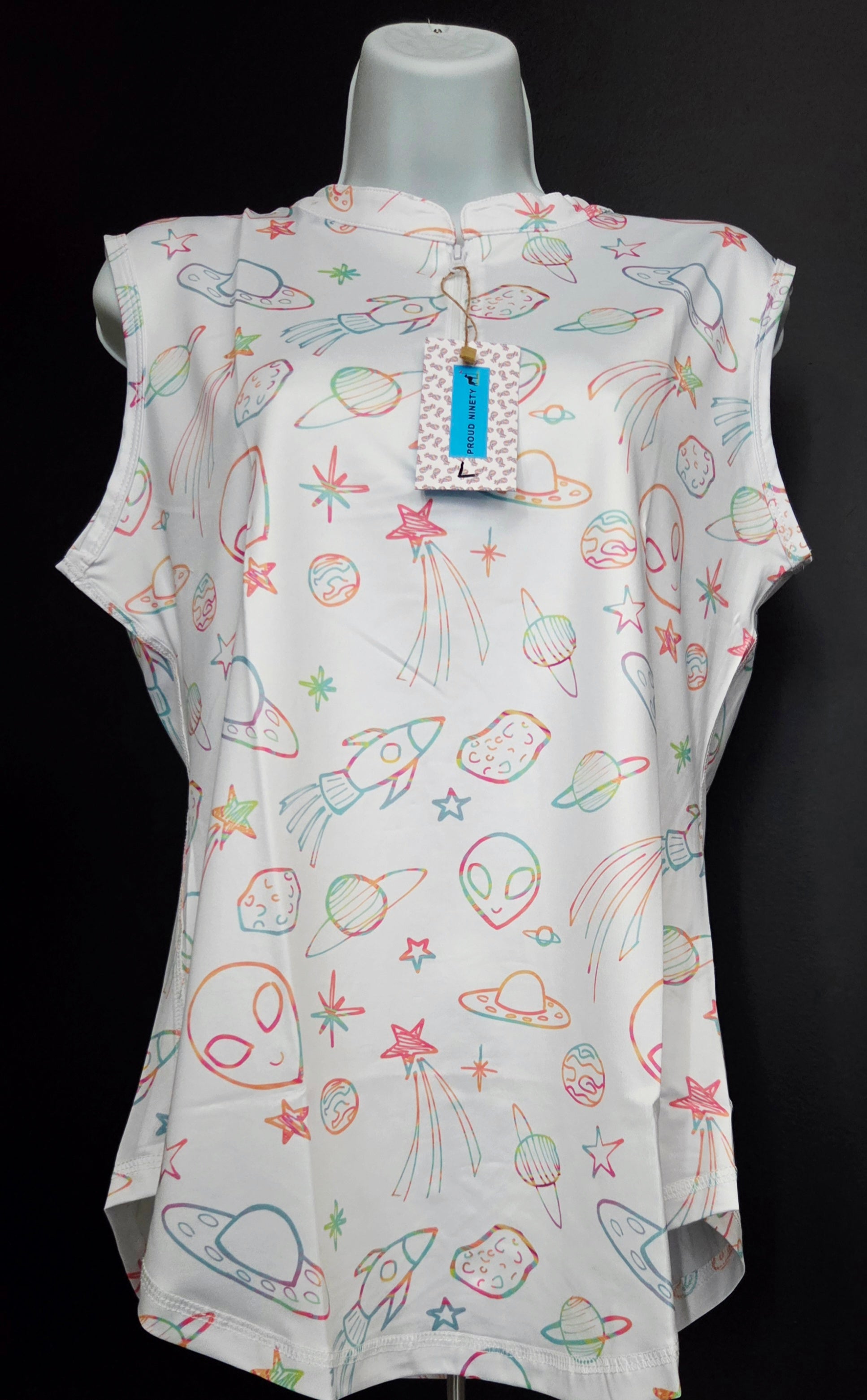 Women's Golf Sleeveless Shirt - Alien/Space Design