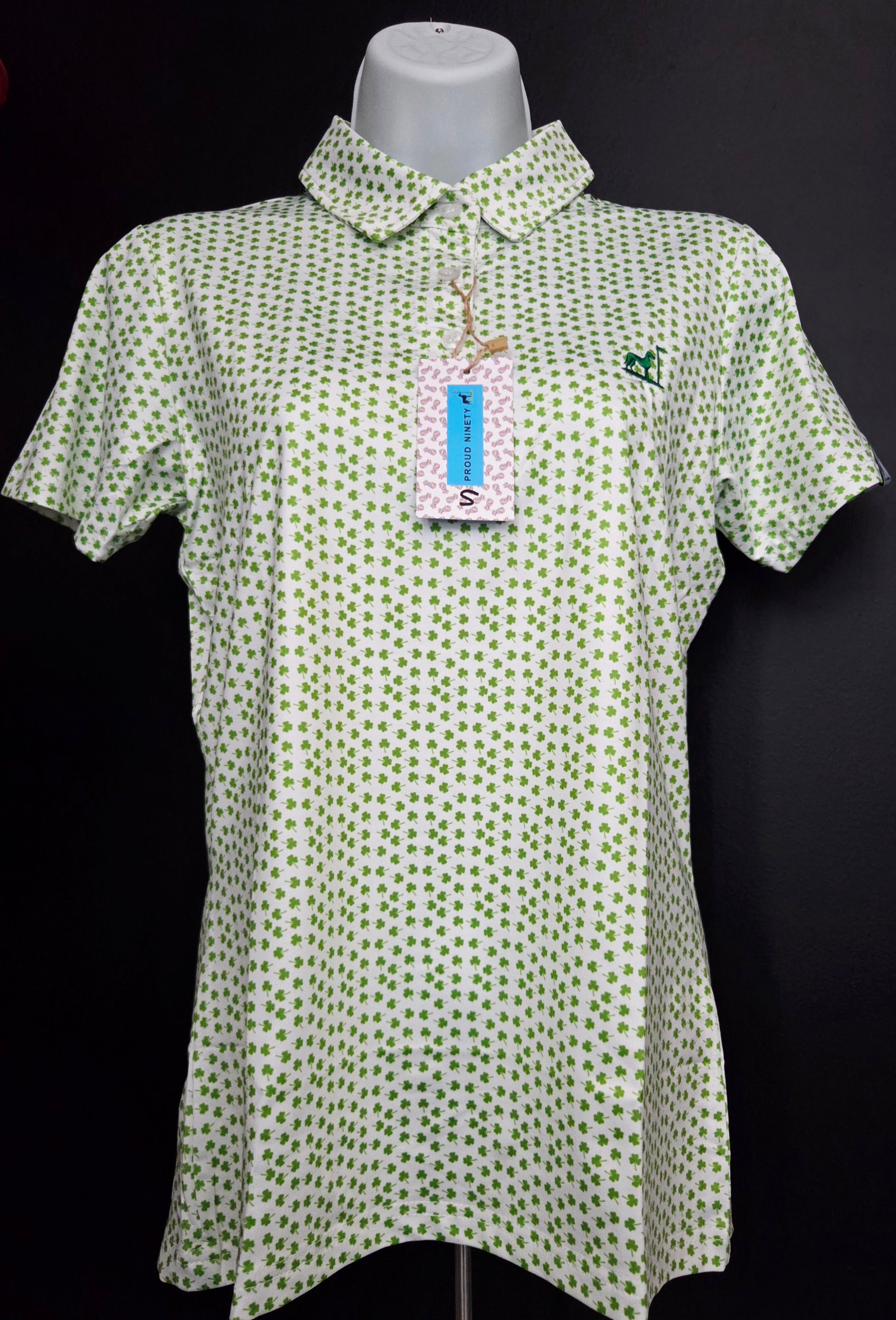 Women's Golf Short Sleeve Shirt - Clover Design