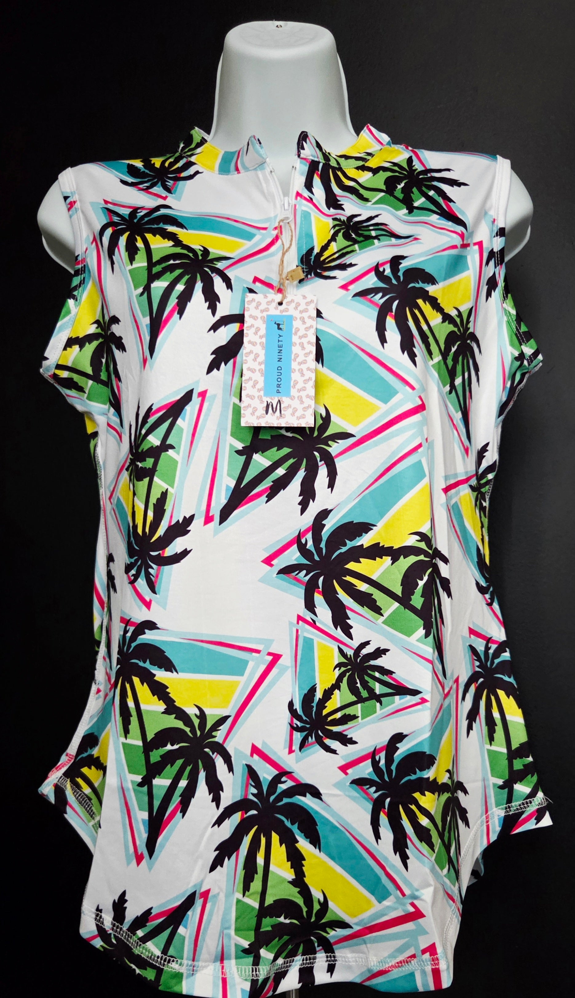Women's Golf Sleeveless Shirt - Palm Tree Design