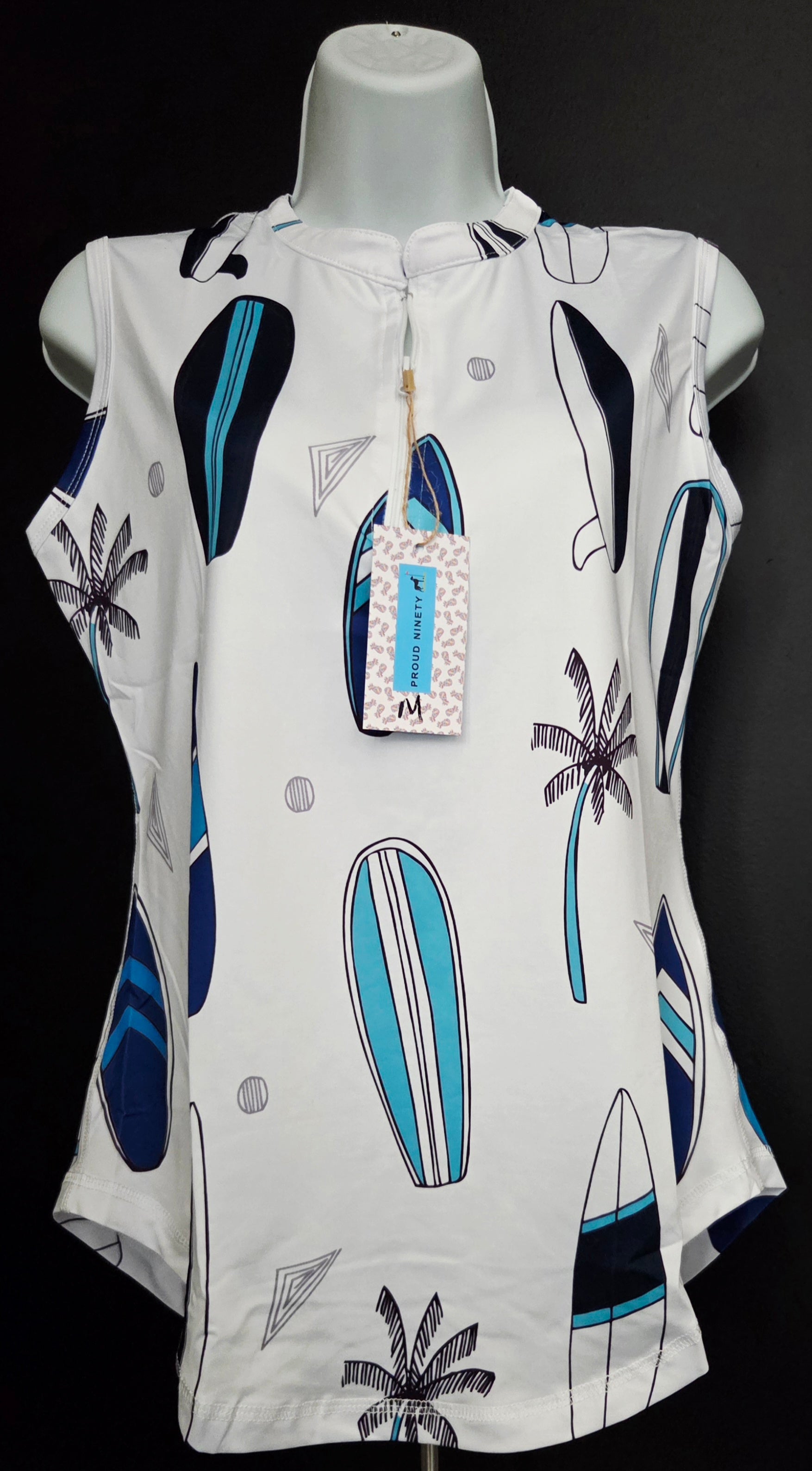 Women's Golf Sleeveless Shirt - Surfboard Design